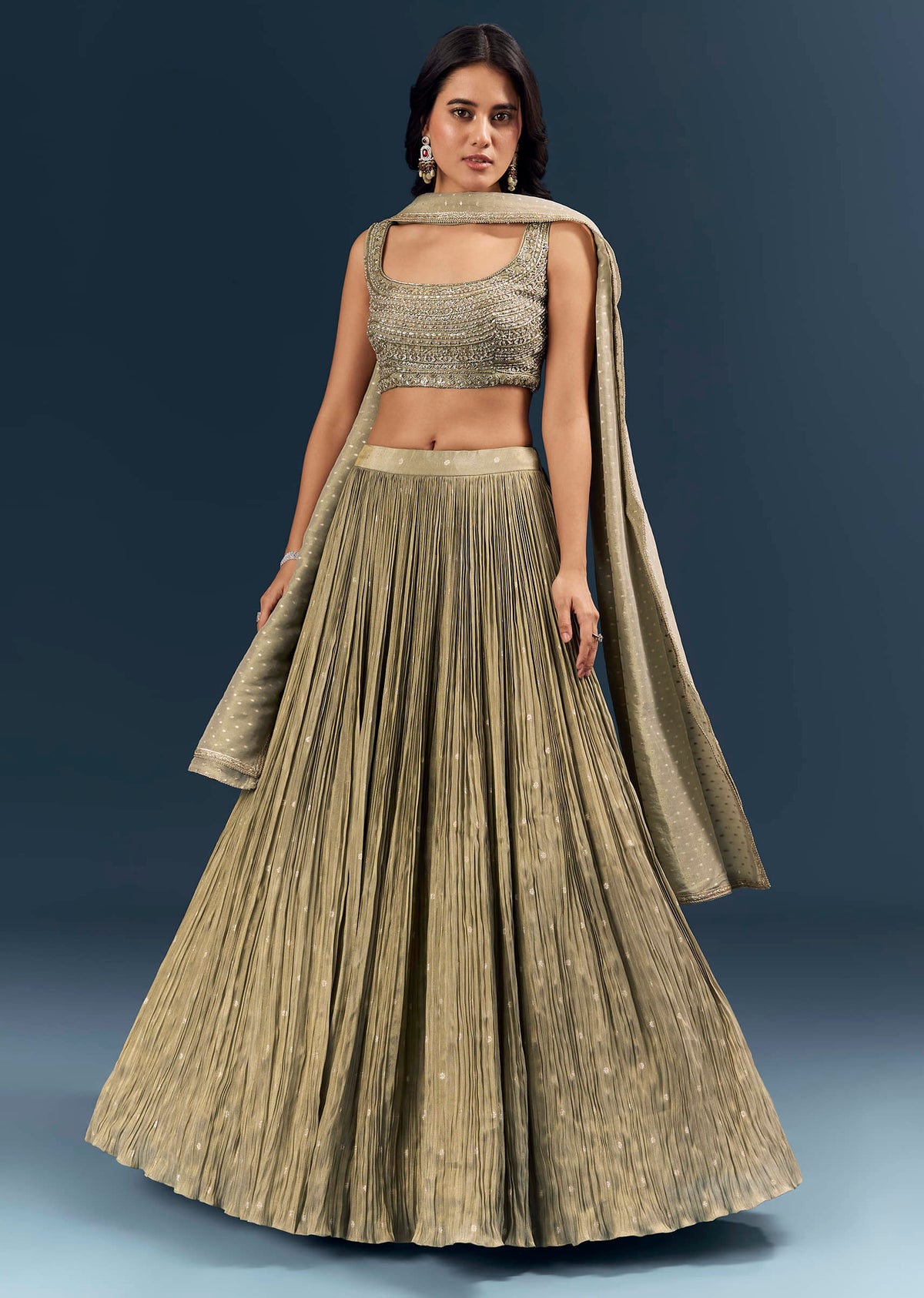 Grey Banarasi Silk Bridesmaid Lehenga With Intricate Hand Embroidery