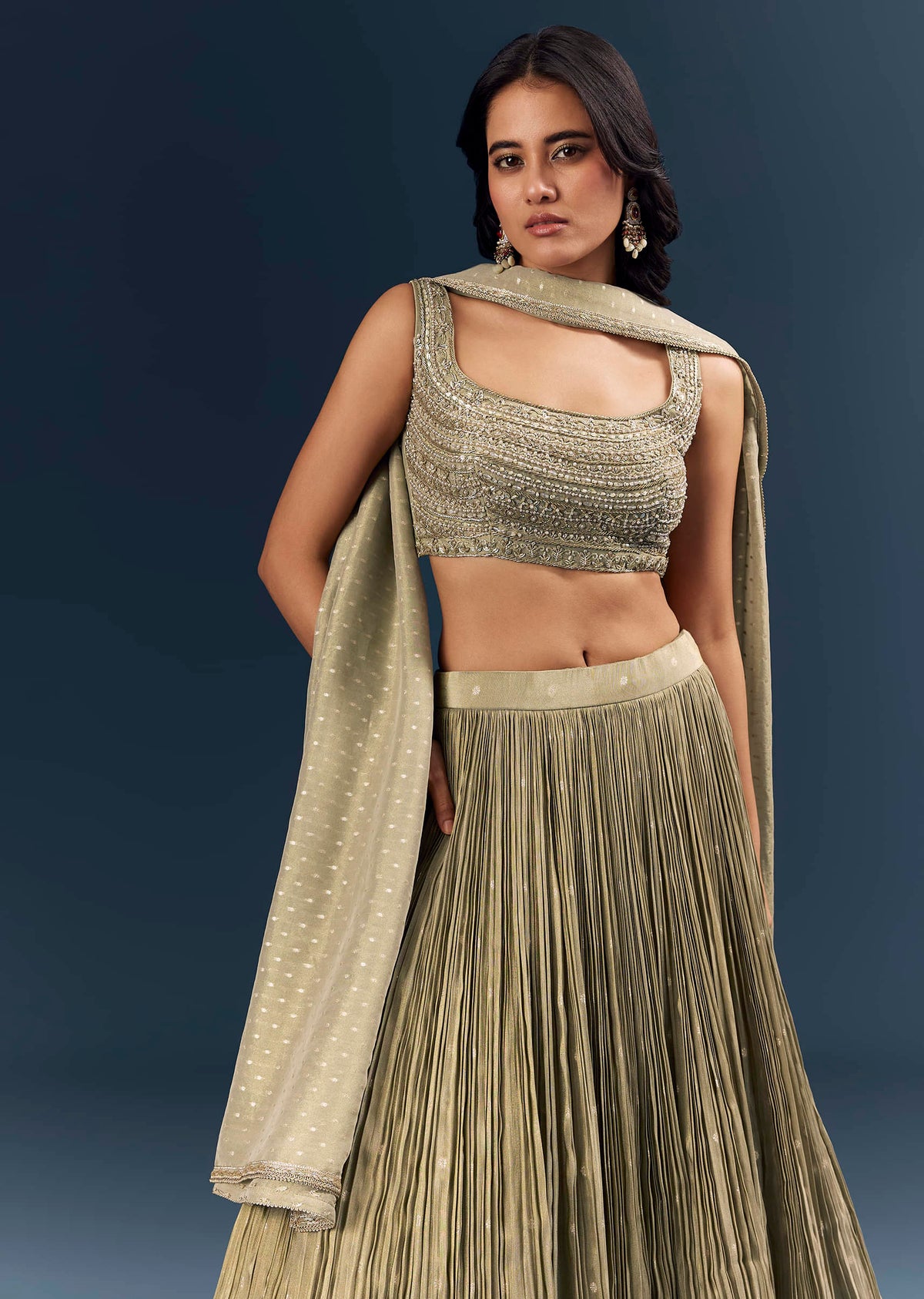 Grey Banarasi Silk Bridesmaid Lehenga With Intricate Hand Embroidery