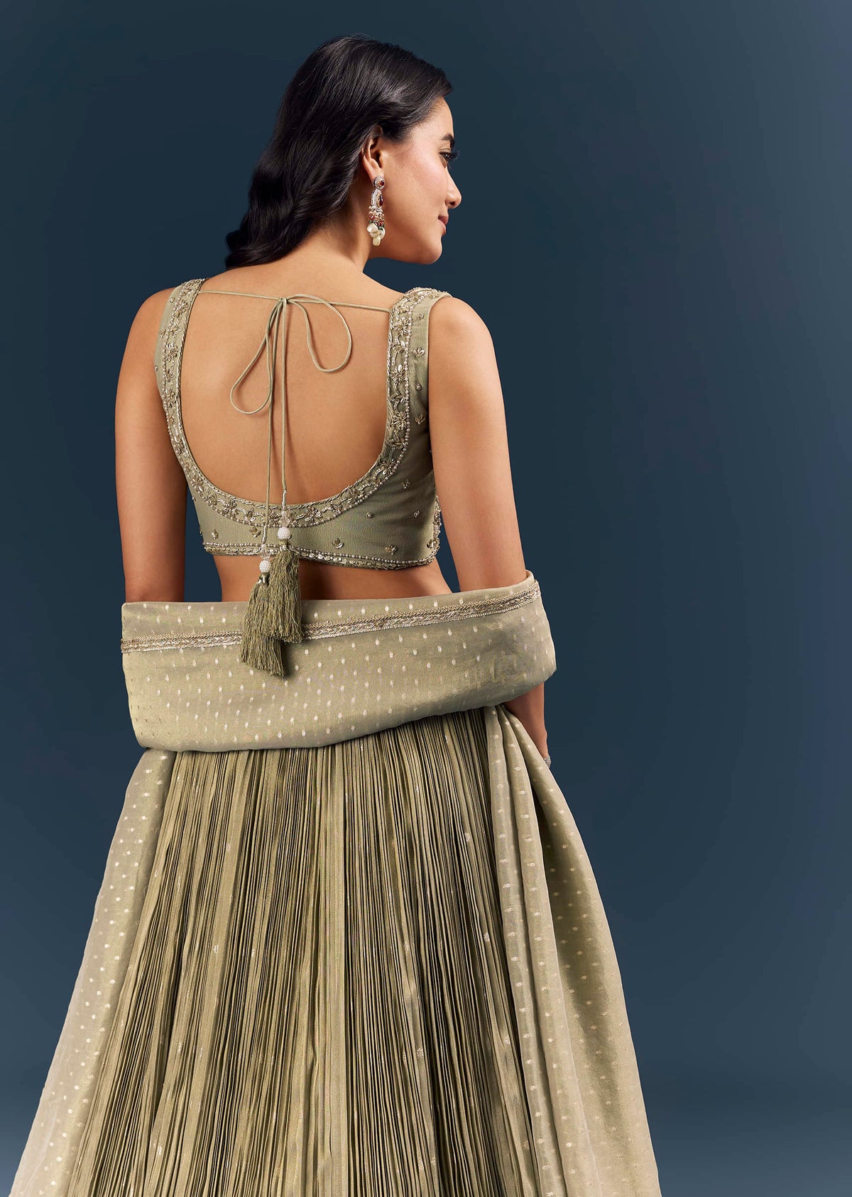 Grey Banarasi Silk Bridesmaid Lehenga With Intricate Hand Embroidery