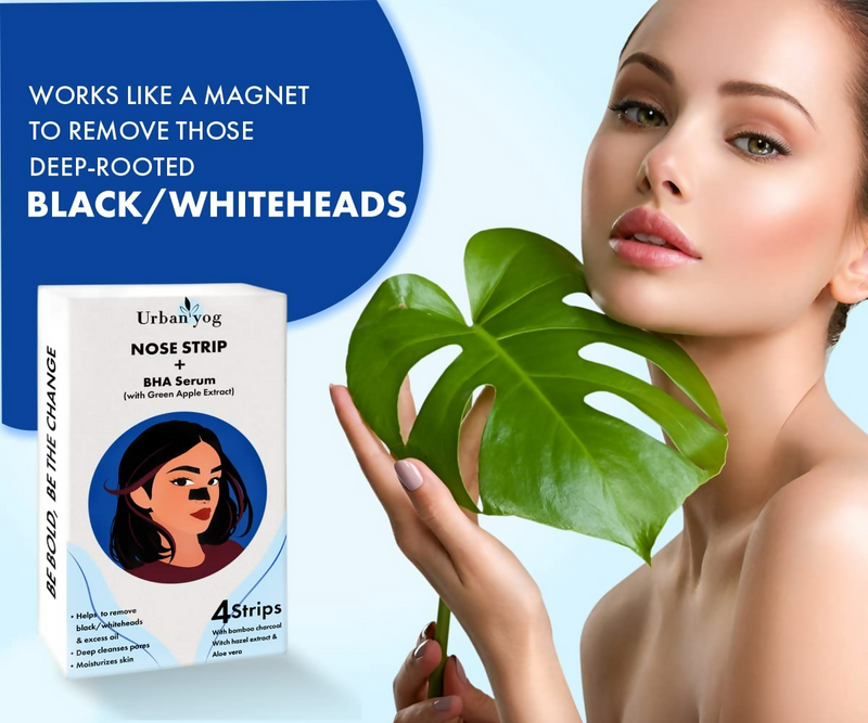 Urban Yog Nose Strip for Blackheads & Whiteheads Removal (4 Strips) + BHA Serum