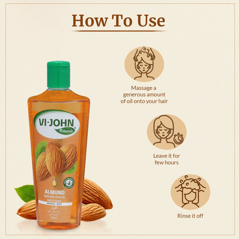 VI-JOHN Naturale Almond Enriched Hair Oil Soft & Shine With Vitamin A,E & F