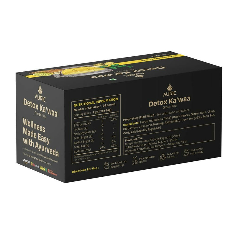 Auric Desi Kahwa Green Tea | 8 Real Ayurvedic Herbs & Rock Salt | Immunity Booster | Improves Digestion