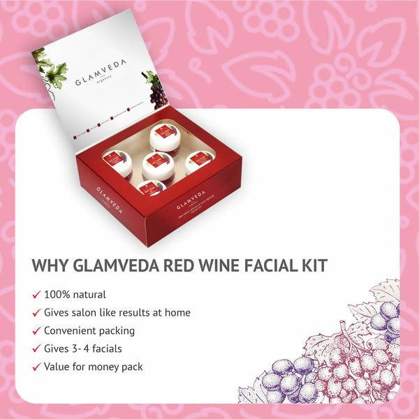 Glamveda Red Wine Advance Anti Ageing Facial Kit - Limited Time Offer
