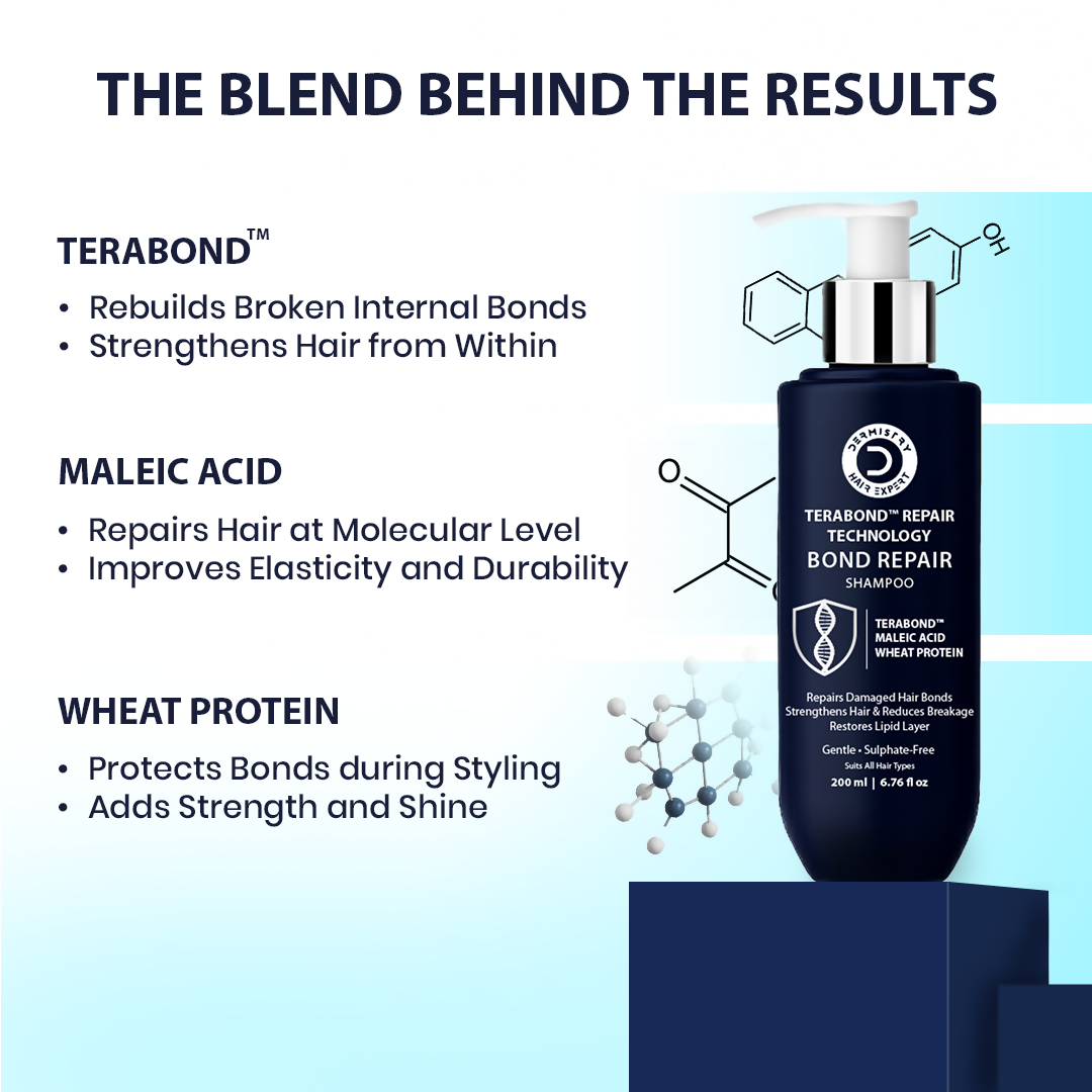 Dermistry Bond Repair Shampoo with TeraBond Maleic Acid Protein Strengthens Weak Hair