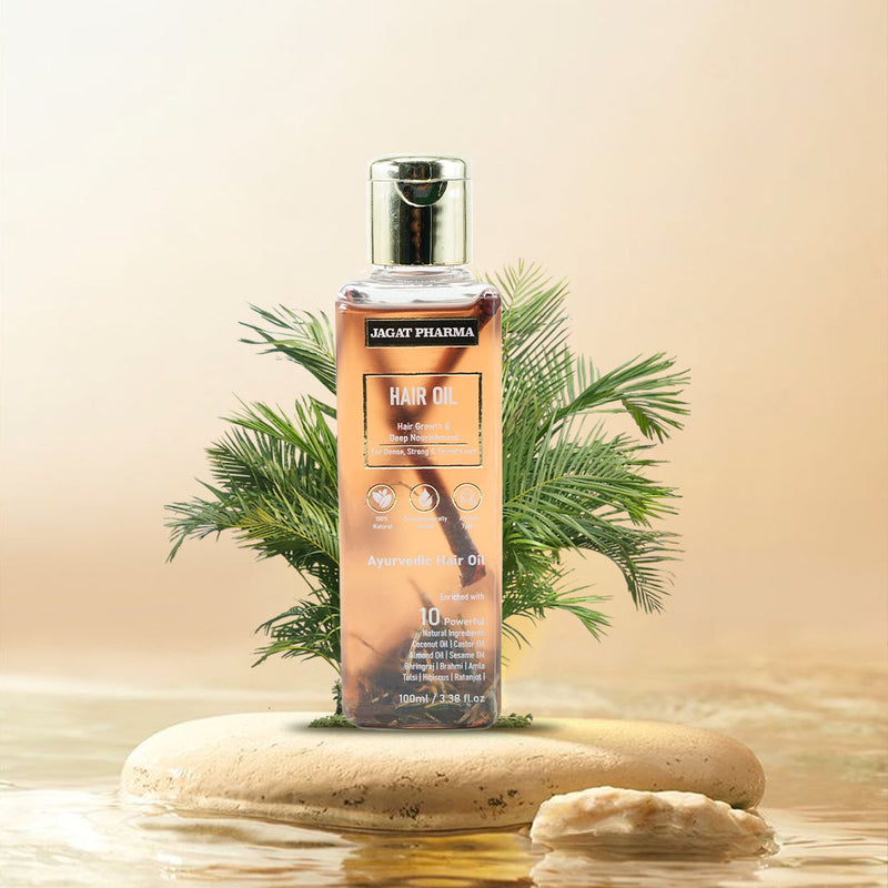 Jagat Pharma Hair Oil for Dense, Strong & Smooth Hair | Infused With 10 Powerful Ayurvedic Herbs