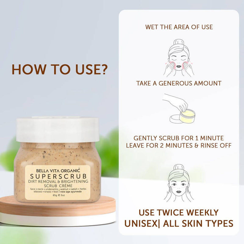 Bella Vita Organic SuperScrub Dirt Removal & Skin Brightening Scrub Creme