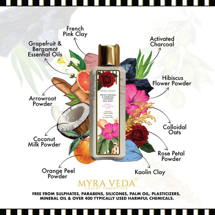 Myra Veda French Oatmeal & Charcoal Powdered Face Wash