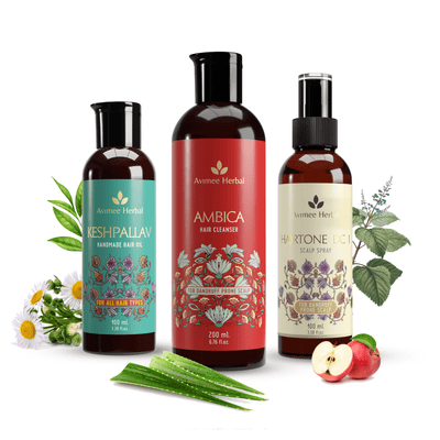 Avimee Herbal Anti Dandruff Kit - Oil, Scalp Spray, and Cleanser, Fights Dandruff & Moisturises Scalp Naturally
