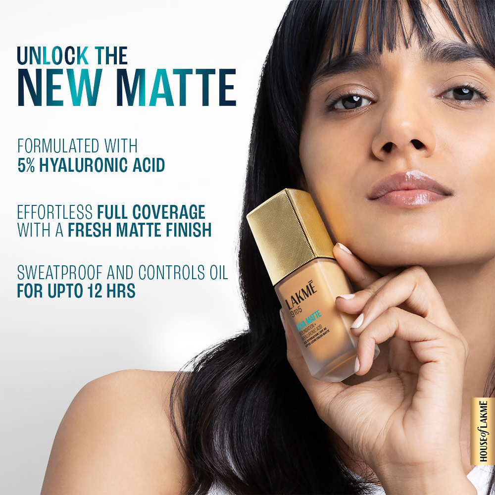 Lakme 9to5 Hya Matte Foundation + Hyaluronic Acid - Warm Light