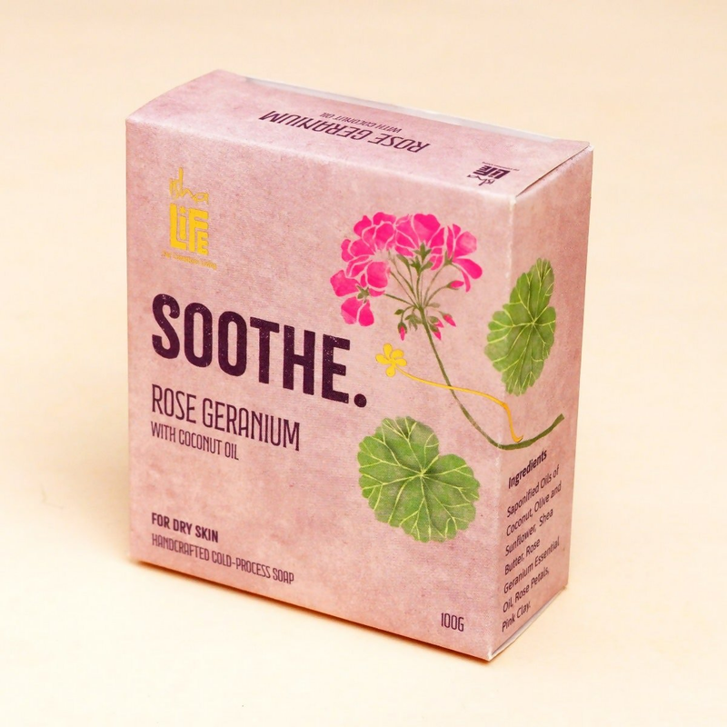 Isha Life Soothe. Rose Geranium With Coconut Oil Handcrafted Soap