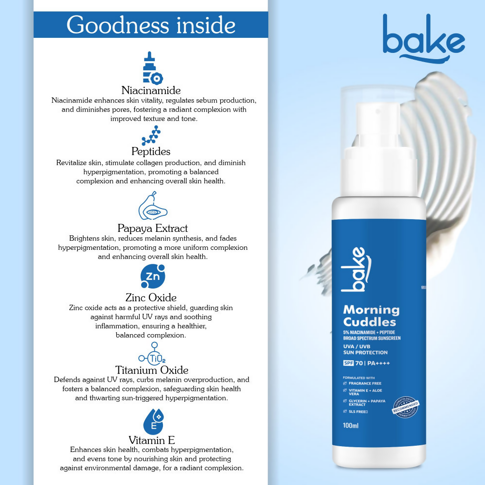 Bake Morning Cuddles 5% Niacinamide Sunscreen SPF 70