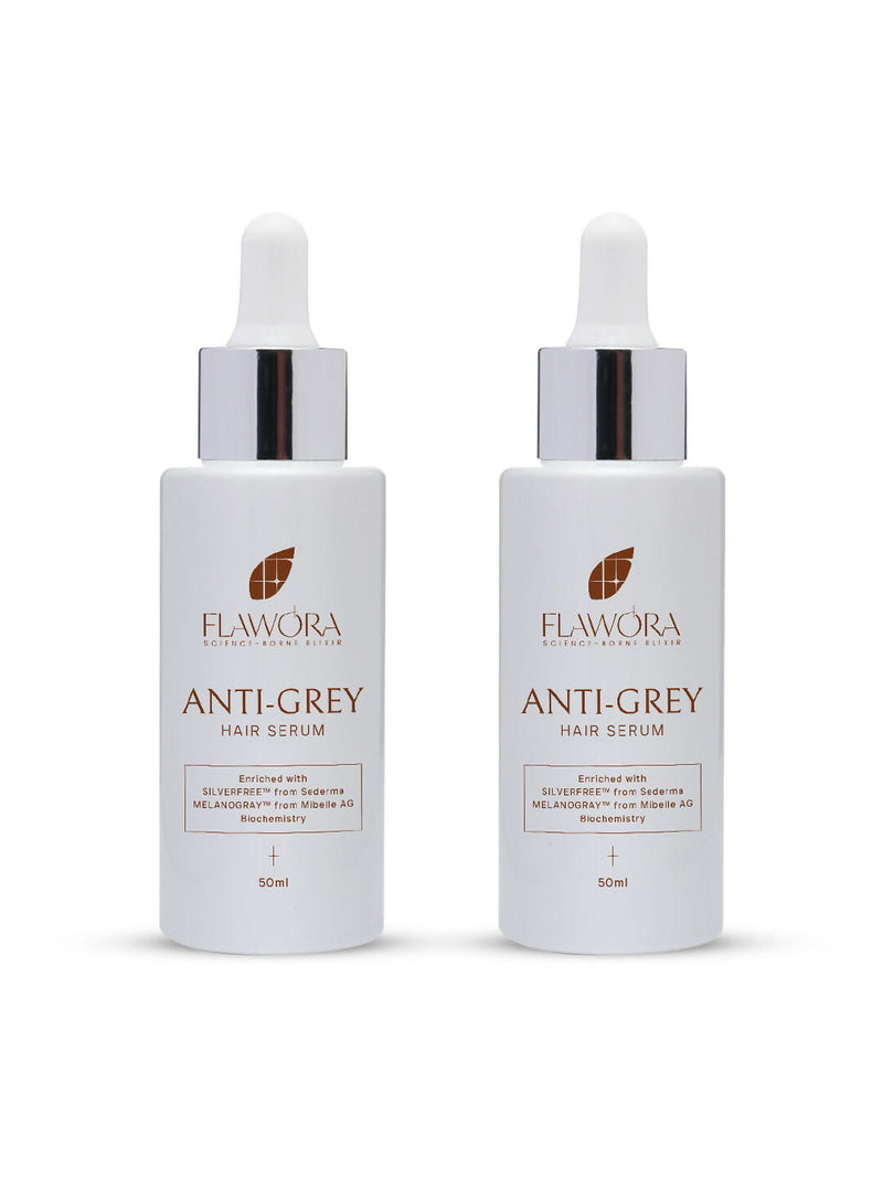 Flawora Anti-Grey Hair Serum With 1.5% Silverfree And 2% Melanogrey For Reversing Grey Hair