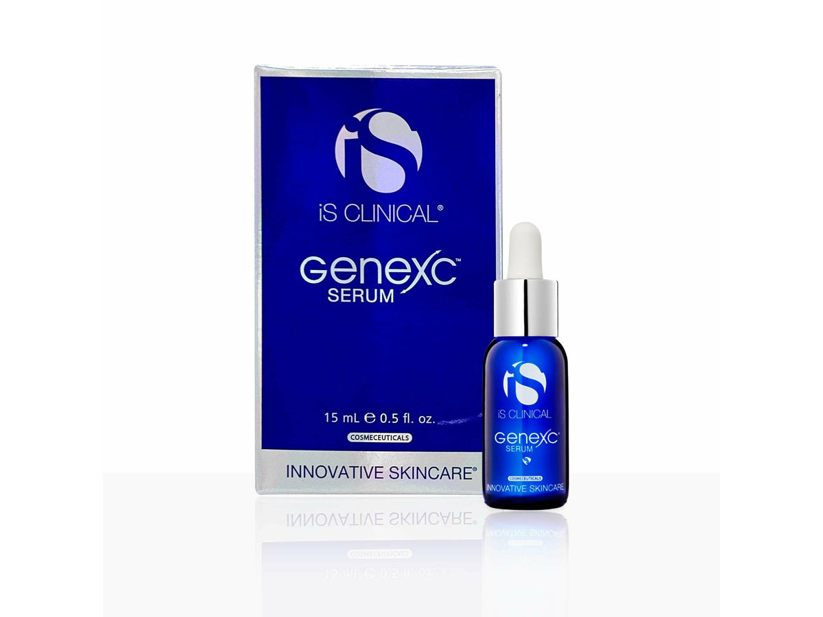 IS Clinical Genexc Serum packaging and bottle on a white background