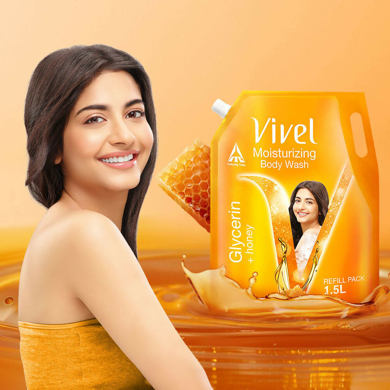 Vivel Moisturizing Body Wash Glycerin & Honey Shower Gel Supersaver XL Refill Pouch