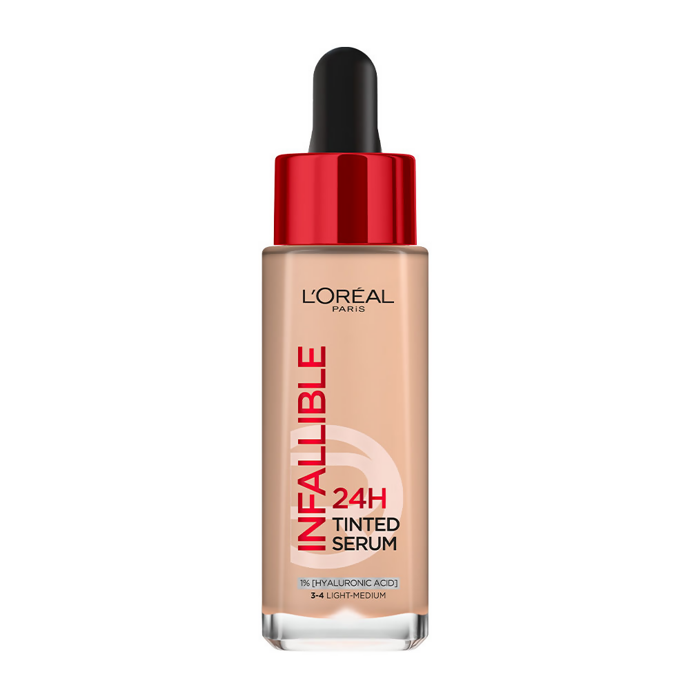 L'Oreal Infallible 24H Tinted Serum bottle on a white background