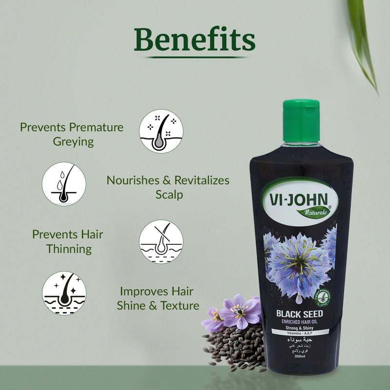 VI-JOHN Naturale Black Seed Enriched Hair Oil Strong & Shiny with Vitamin A.E & F
