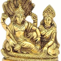 Labhcart Brass Lakshmi Vishnu Idol God Goddess Statues Religious Deity Laxmi Vishnu Resting On Sheshnaag