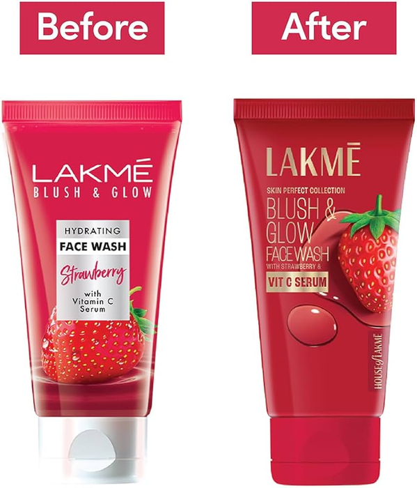 Lakme Blush & Glow Strawberry Freshness Gel Face Wash With Vitamin C Serum