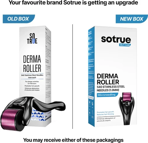 Sotrue Derma Roller For Hair Growth 1 mm with 540 Stainless Steel Needles - Activates Hair Follicles, For Hair Fall & Hair Thickening, Reduces Acne Scars