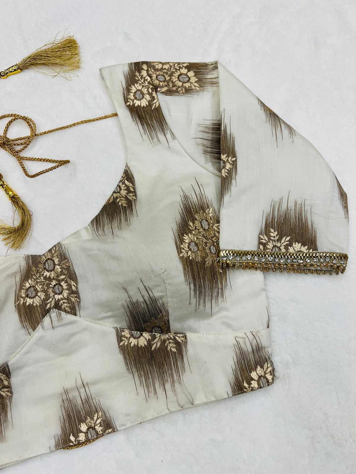 White Diamond Chanderi Banarasi Blouse