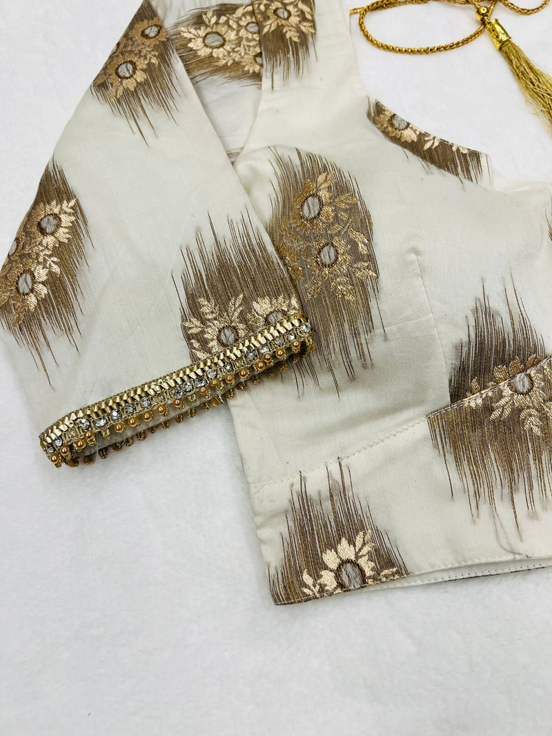 White Diamond Chanderi Banarasi Blouse