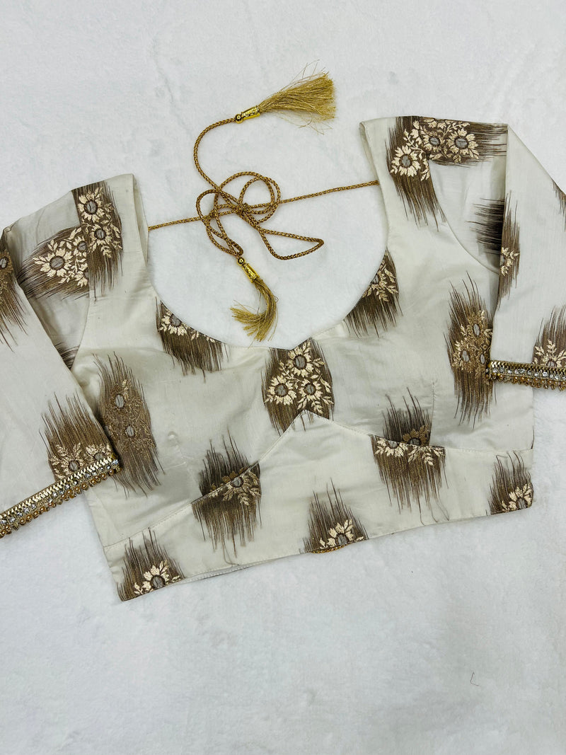 White Diamond Chanderi Banarasi Blouse