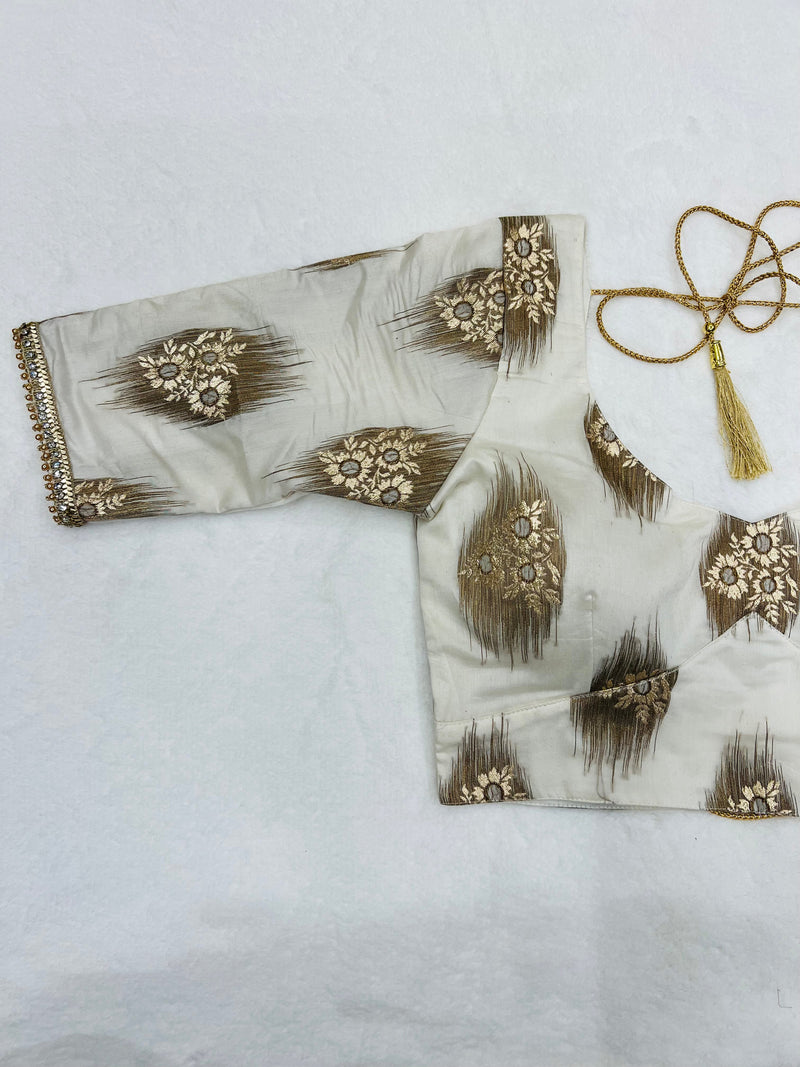 White Diamond Chanderi Banarasi Blouse