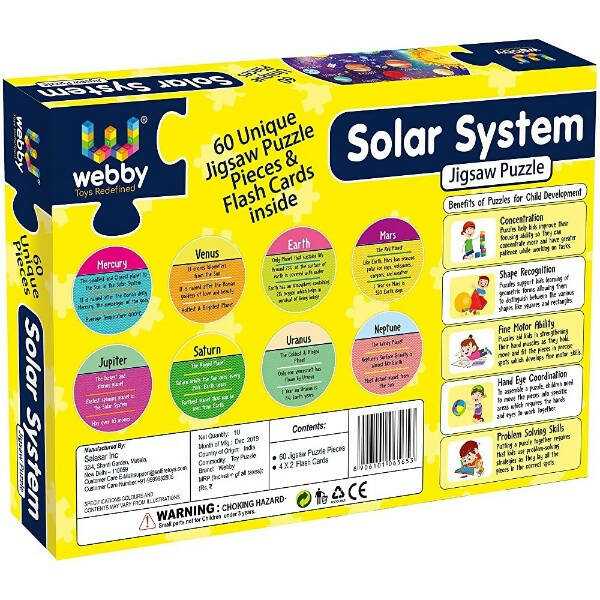 Webby Amazing Outer Space Solar System 60 Pieces Jigsaw Floor Puzzle