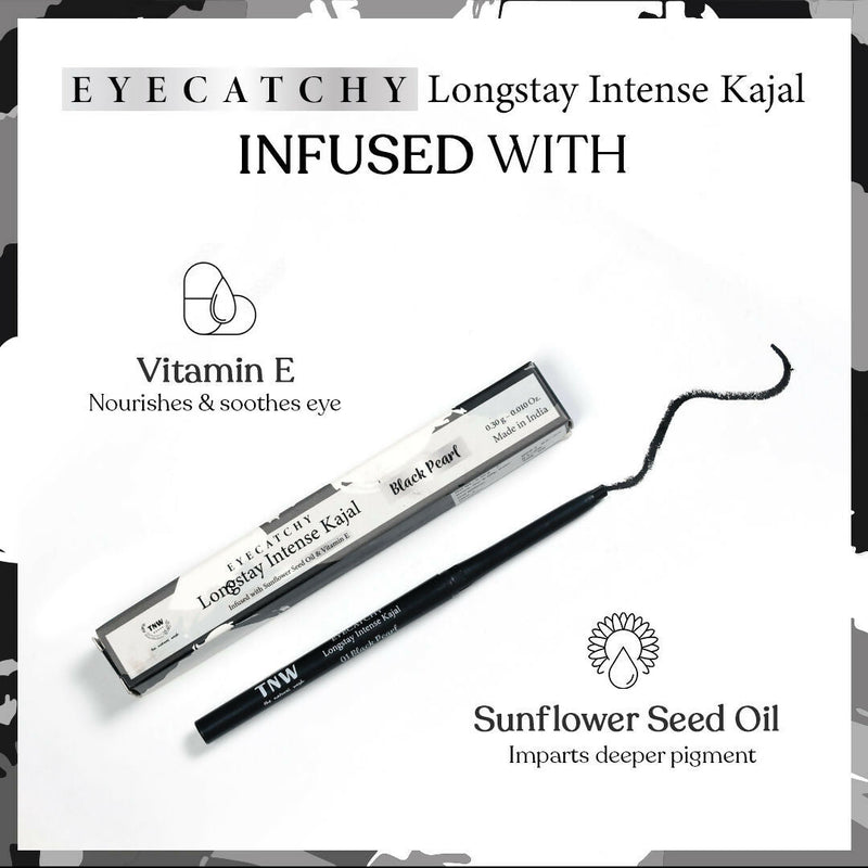 The Natural Wash Eyecatchy Longstay Intense Kajal Black Pearl | Smudge-proof | Waterproof | 12hr Wear