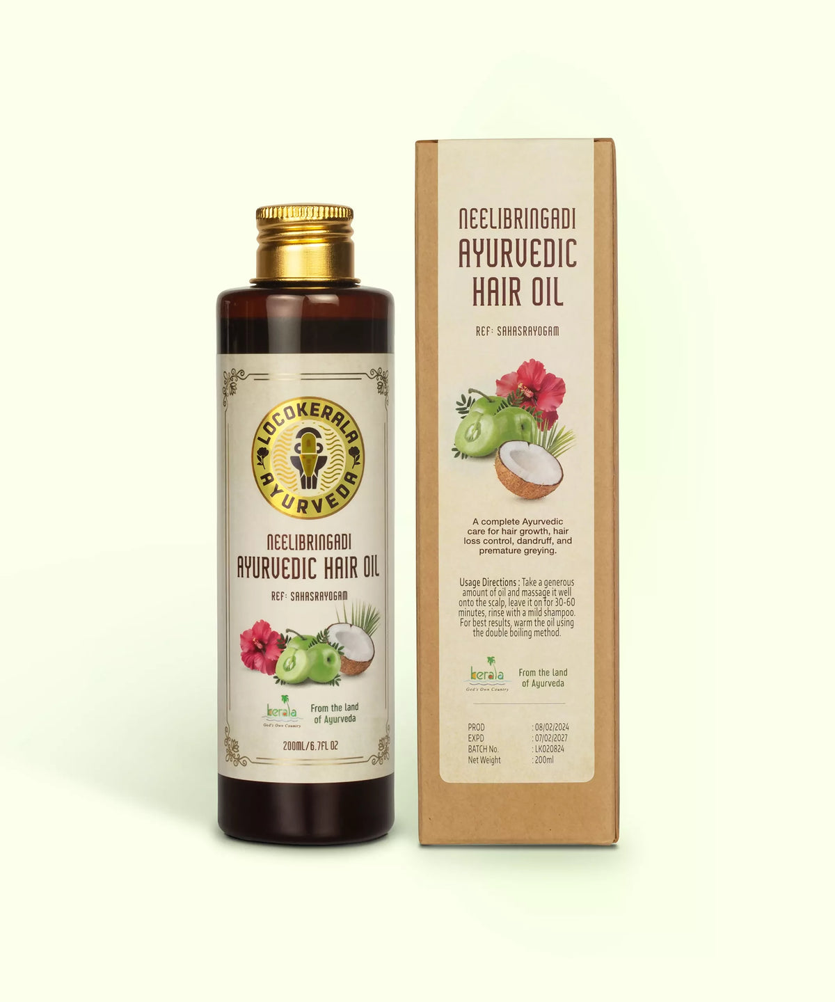 LocoKerala Neelibringadi Ayurvedic Hair Oil – For Healthy Scalp & Luxuriant Growth