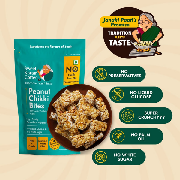 Sweet Karam Coffee Peanut Chikki (Zero White Sugar)