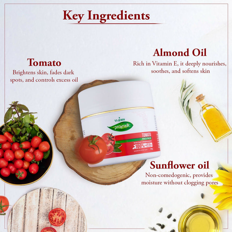 VI-JOHN Prakritik Tomato Face Pack Removes Tanning & Dead Cells Made With 100% Natural Bio Actives