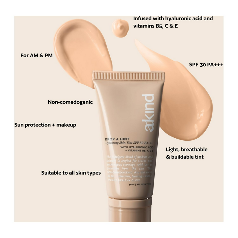 Akind Drop A Hint Hydrating Skin Tint Spf 30 Pa+++ 130 Sand