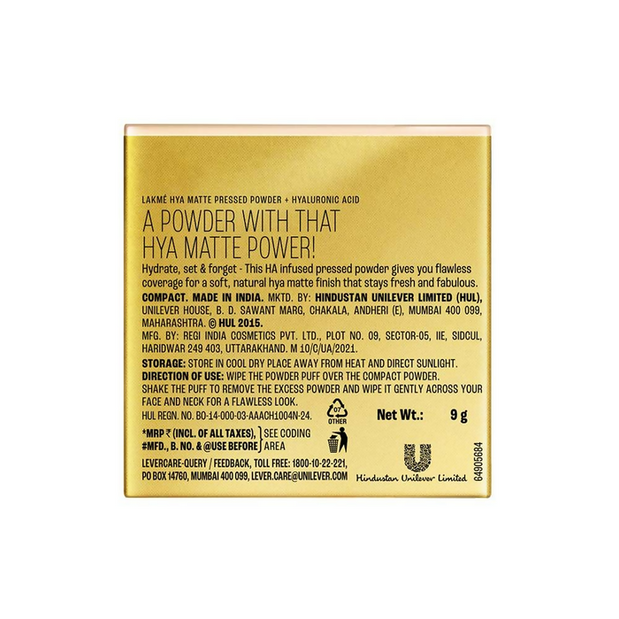 Lakme 9 To 5 Hya Matte Pressed Powder - Cinnamon