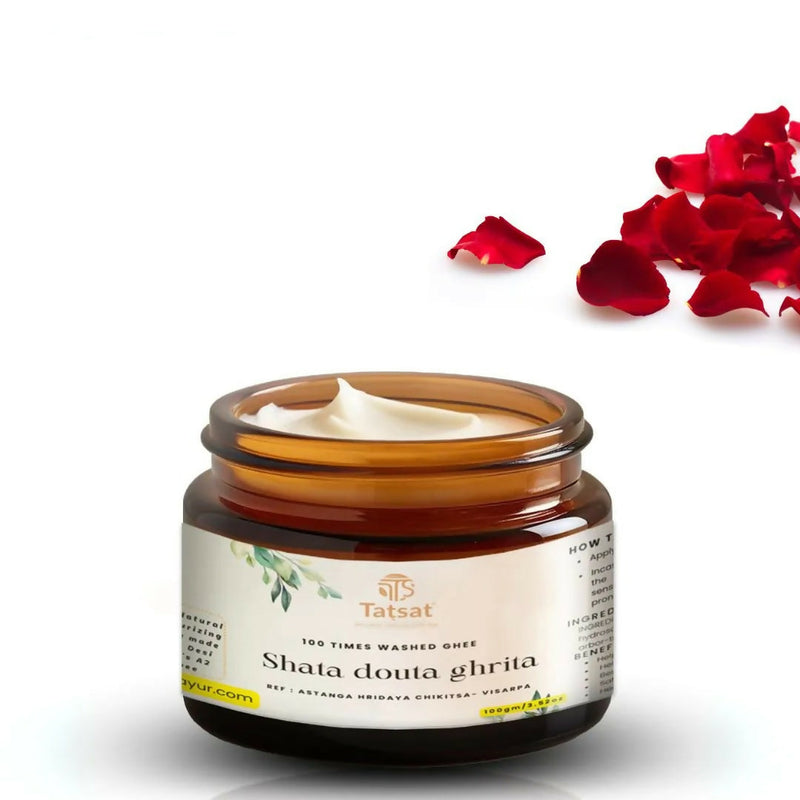 Tatsat Shata Dhauta Ghrita -100 Times Washed Desi Cow A2 Ghee Moisturizing Cream Infused with Rose Absolute Oil