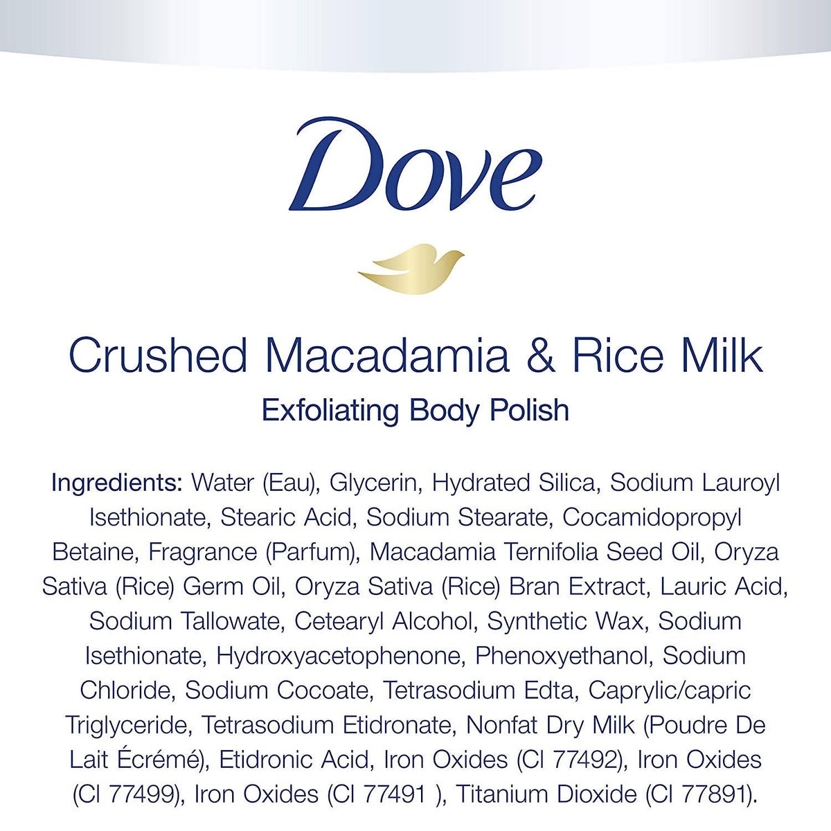 Dove Crushed Macadamia & Rice Milk Moderate Exfoliating Body Scrubating Body Polish Scrub