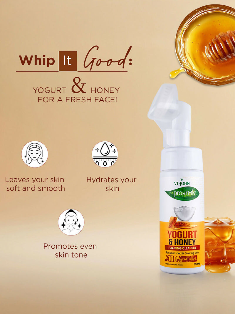 VI-JOHN Prakritik Yogurt & Honey geling Face wash Restores glow, Made With 100% Natural Bio Actives