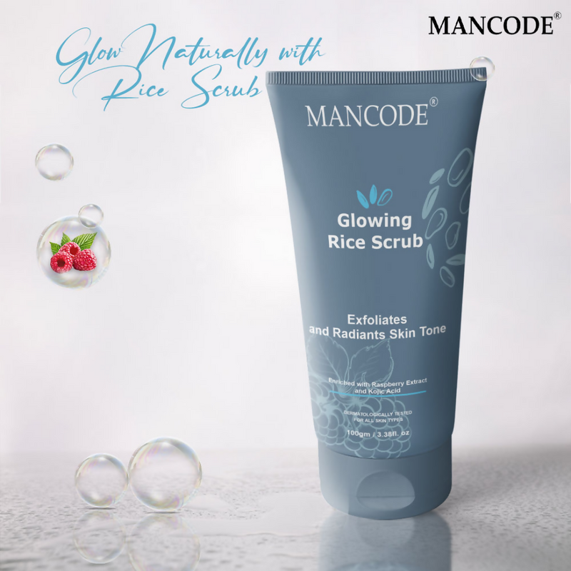 Mancode Glowing Rice Face Scrub For Exfoliates And Radiants Skin Tone