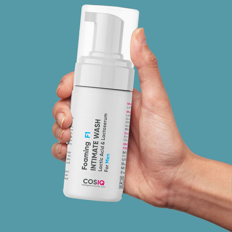 Cos-IQ Foaming F1 Intimate Wash For Men, Hygiene Wash with Lactic Acid & Lactoserum