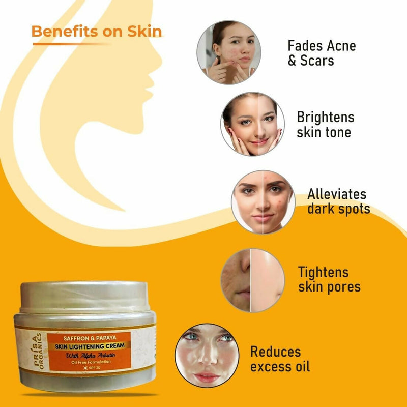 Prisa Organics Saffron & Papaya Skin Lightening Cream With Alpha Arbutin SPF 20