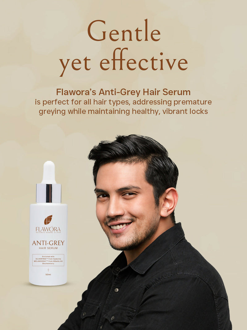 Flawora Anti-Grey Hair Serum For Reversing Grey Hair and Anti Acne Serum to reduce Blackheads and Open Pores
