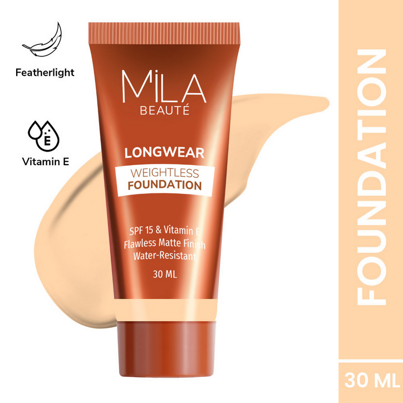 Mila Beaute Longwear Weightless Matte Finish Foundation with SPF 15 - Pure Natural