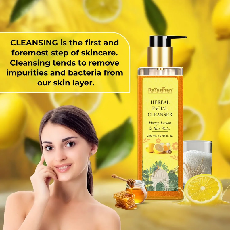 Rajasthan Herbals Herbal Facial Cleanser with Honey, Lemon & Rice Water