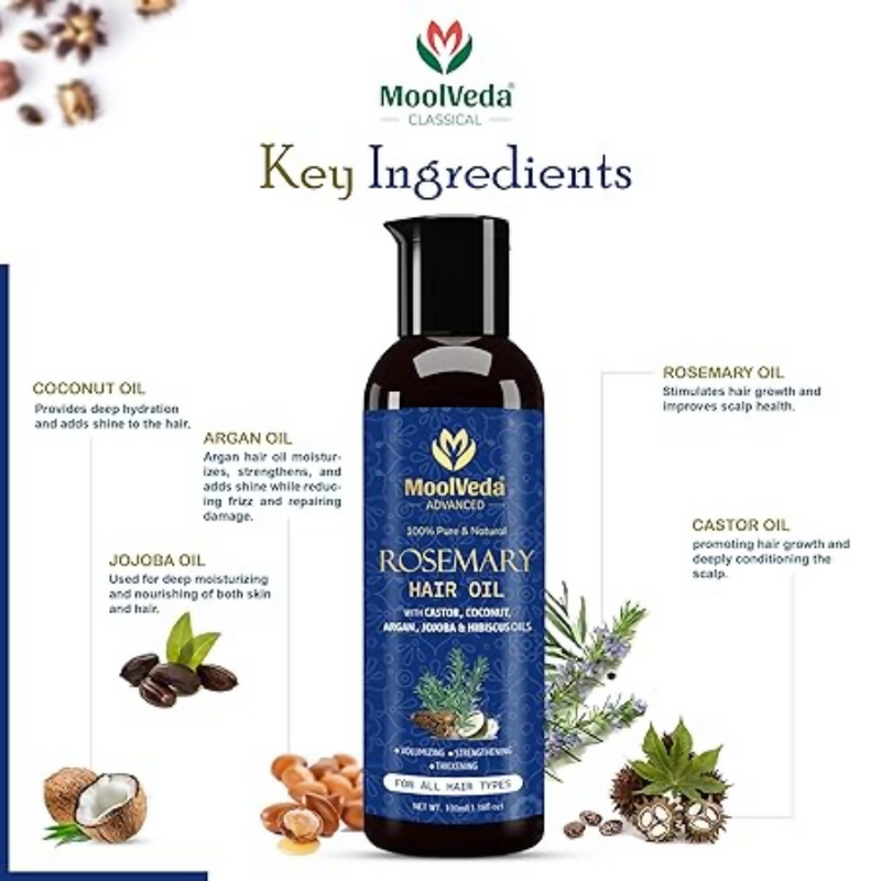 Moolveda 100% Pure Rosemary Hair Oil for Hair Growth