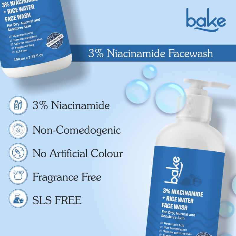 Bake 3% Niacinamide Face Wash with Rice Water