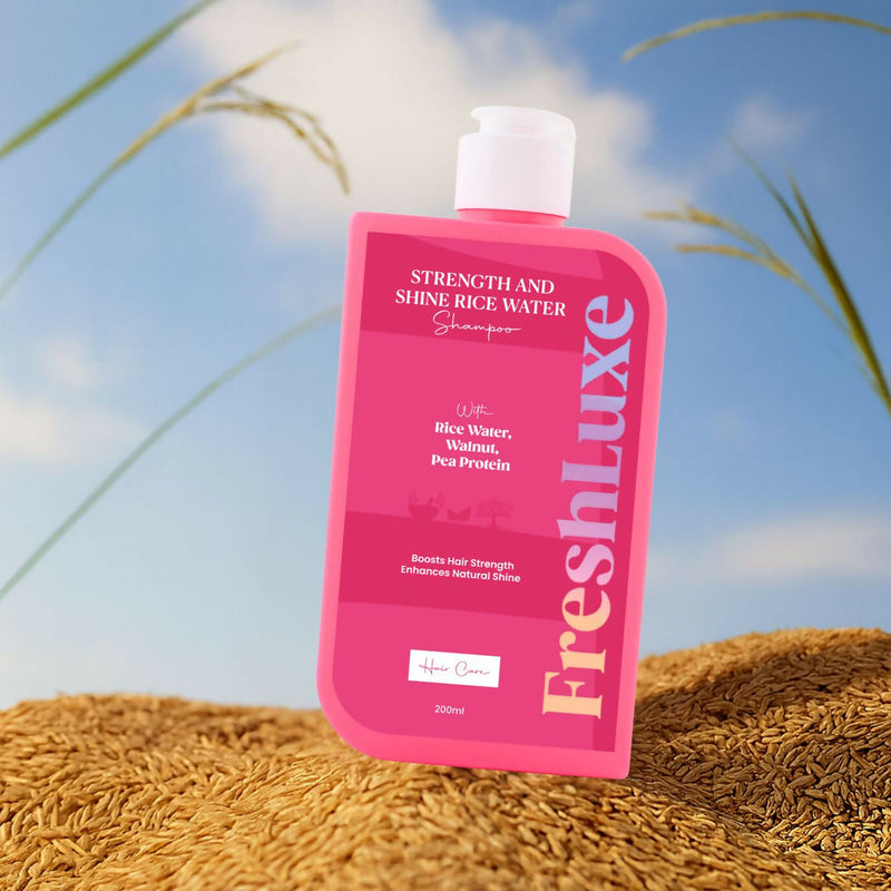 FreshLuxe Strength & Shine Shampoo Rice Water, Walnut Oil & Pea Protein For Damaged Hair & Reduce Split Ends