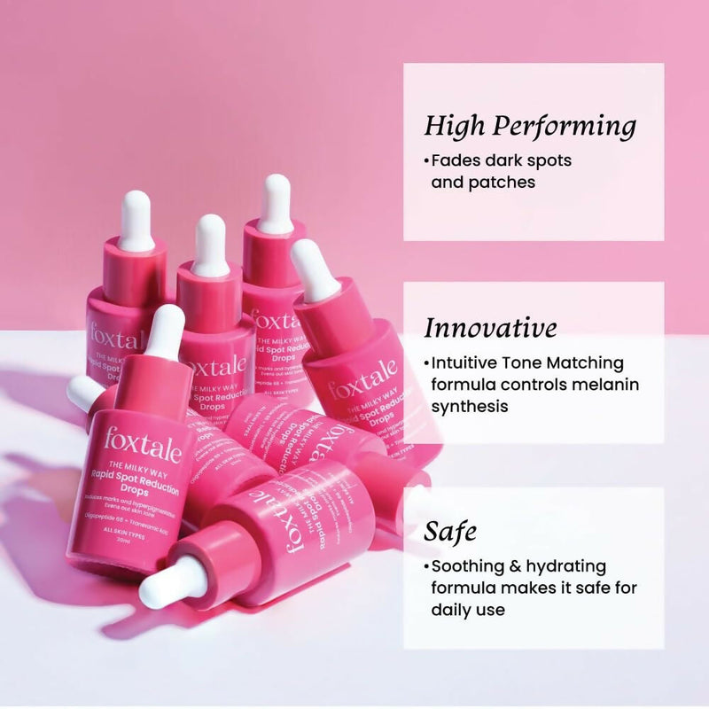 Foxtale Milky Way Rapid Spot Reduction Drops with 3% Tranexamic Acid Serum & Niacinamide - Reduces Marks and Hyperpigmentation, Evens Out Skin Tone