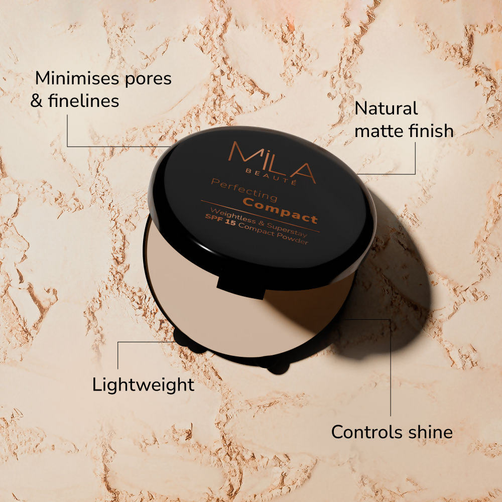 Mila Beaute Superstay Natural Matte Finish Perfecting Compact Powder with SPF 15 - Pure Beige