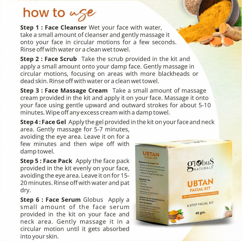 Globus Naturals Brightening Ubtan 6 Step Facial Kit