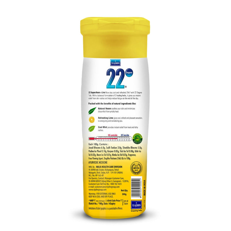 VI-JOHN 22 Degree Cooling Talc Beat the Heat Neem and Lime